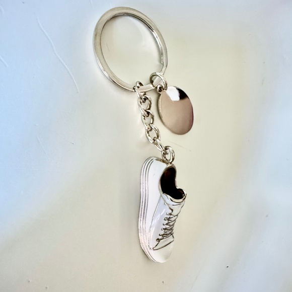 New Sneaker Tennis Shoe Silver Bag Charm Keyfob key chain - Picture 2 of 3